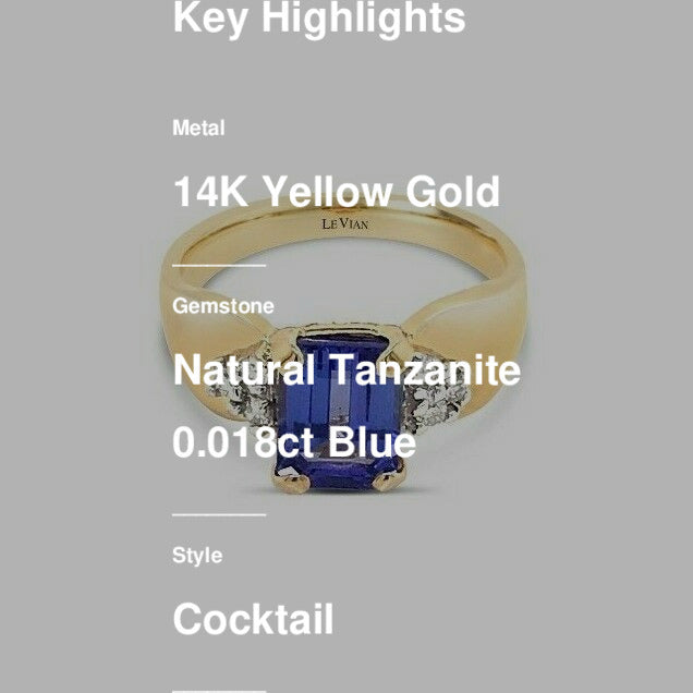 1 7/8 cts Blue Tanzanite Ring in 14K Yellow Gold by Le Vian