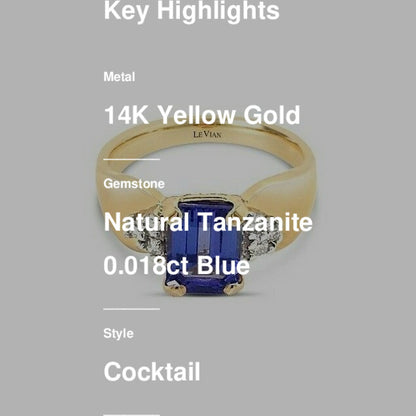 1 7/8 cts Blue Tanzanite Ring in 14K Yellow Gold by Le Vian