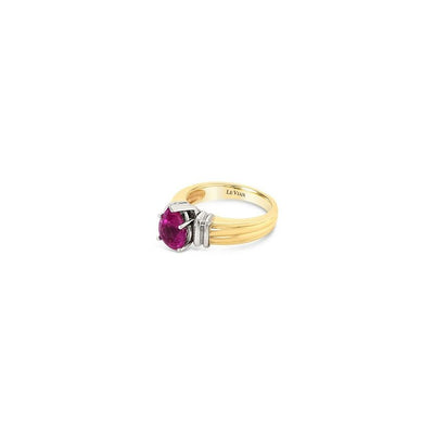 LeVian 14K Two Tone Gold Pear Shape Pink Sapphire Gemstone Fancy Cocktail Ring