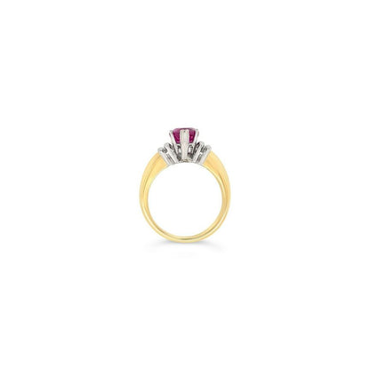 LeVian 14K Two Tone Gold Pear Shape Pink Sapphire Gemstone Fancy Cocktail Ring