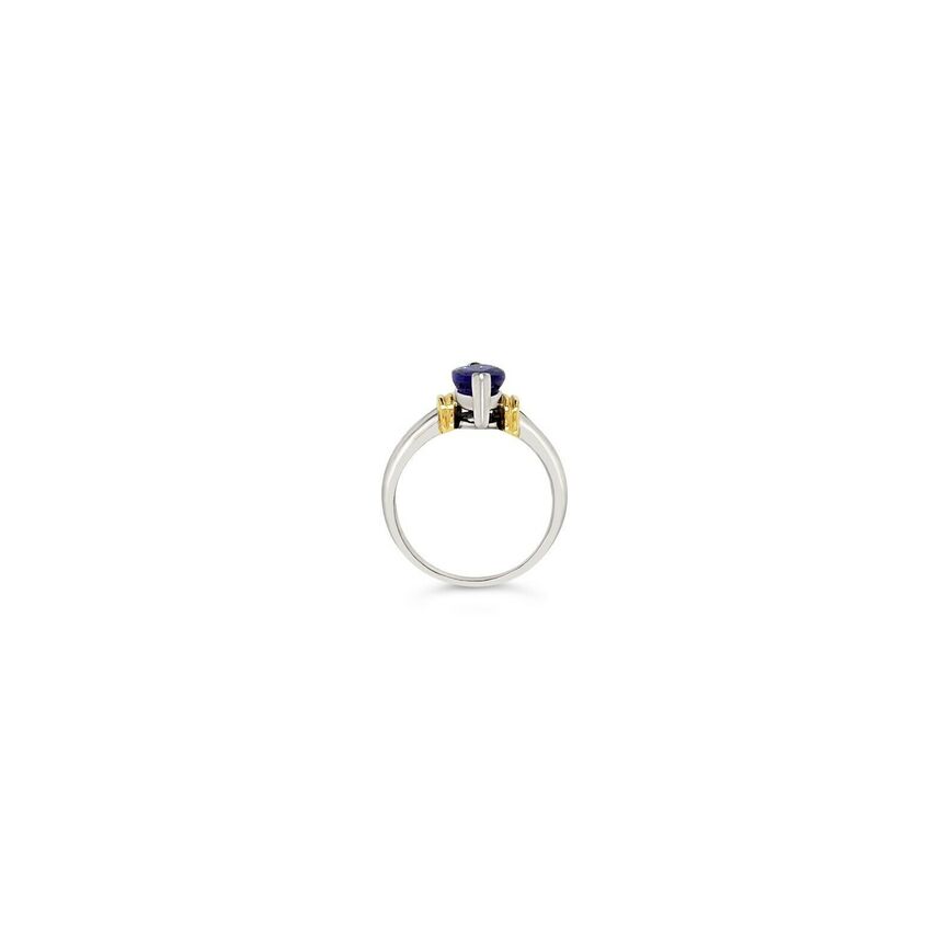 LeVian 14K Two Tone Gold Marquise Tanzanite Round Diamond Classic Cocktail Ring