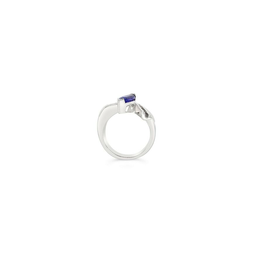 LeVian 18K White Gold Marquise Tanzanite Round Diamond Classic Cocktail Ring