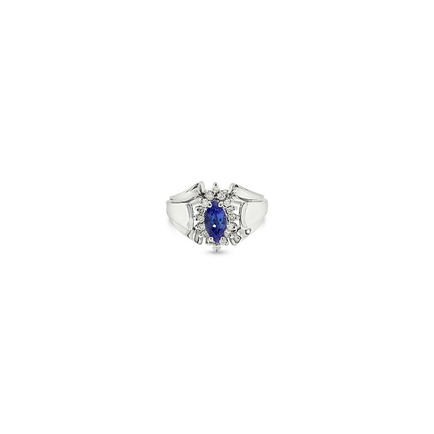 1 cts Blue Tanzanite and Diamond Ring in 14K White Gold by Le Vian - BirthStone.com