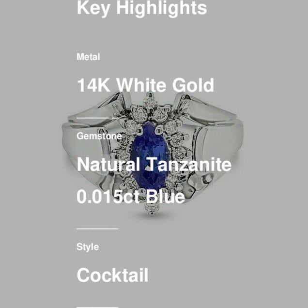 1 cts Blue Tanzanite and Diamond Ring in 14K White Gold by Le Vian