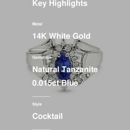 1 cts Blue Tanzanite and Diamond Ring in 14K White Gold by Le Vian