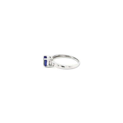 LeVian 14K White Gold Blue Tanzanite Gemstone Baguette Diamond Cocktail Ring