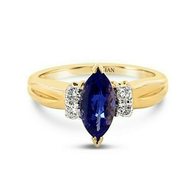 1 cts Blue Tanzanite and Diamond Ring in 14K Yellow Gold by Le Vian - BirthStone.com