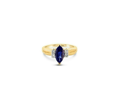 1 cts Blue Tanzanite and Diamond Ring in 14K Yellow Gold by Le Vian - BirthStone.com