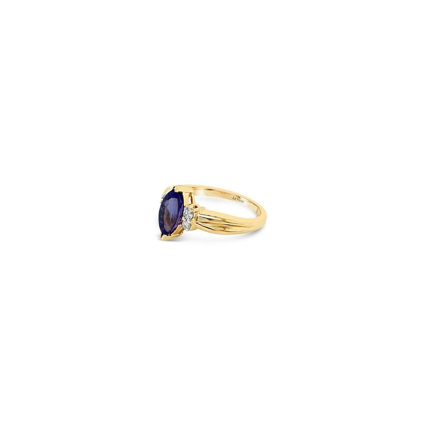 1 cts Blue Tanzanite and Diamond Ring in 14K Yellow Gold by Le Vian - BirthStone.com