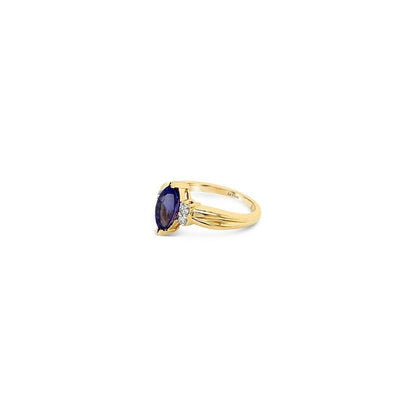 1 cts Blue Tanzanite and Diamond Ring in 14K Yellow Gold by Le Vian - BirthStone.com