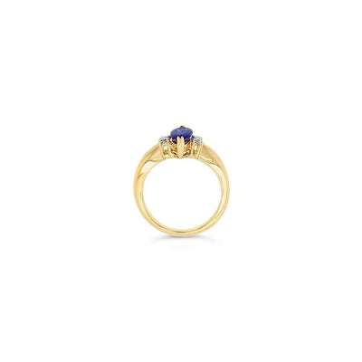 LeVian 14K Yellow Gold Marquise Tanzanite Gemstone Round Diamond Cocktail Ring
