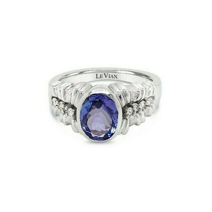 1 1/8 cts Blue Tanzanite and Diamond Ring in 14K White Gold by Le Vian - BirthStone.com