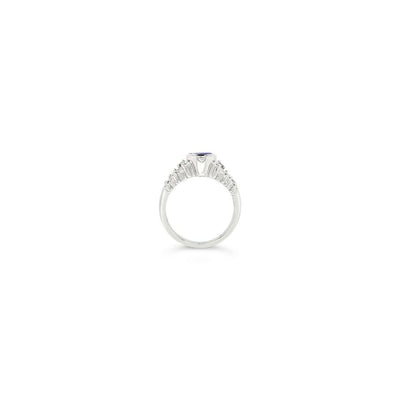 LeVian 14K White Gold Oval Blue Tanzanite Gemstone Round Diamond Cocktail Ring