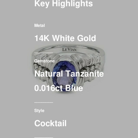 1 1/8 cts Blue Tanzanite and Diamond Ring in 14K White Gold by Le Vian