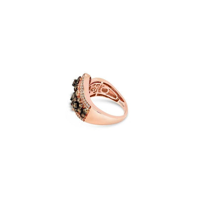 LeVian 14K Rose Gold Round Chocolate Brown Diamond Bezel Cluster Cocktail Ring