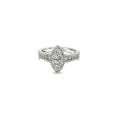 LeVian 14K White Gold Round Diamond New Beautiful Classic Cluster Cocktail Ring