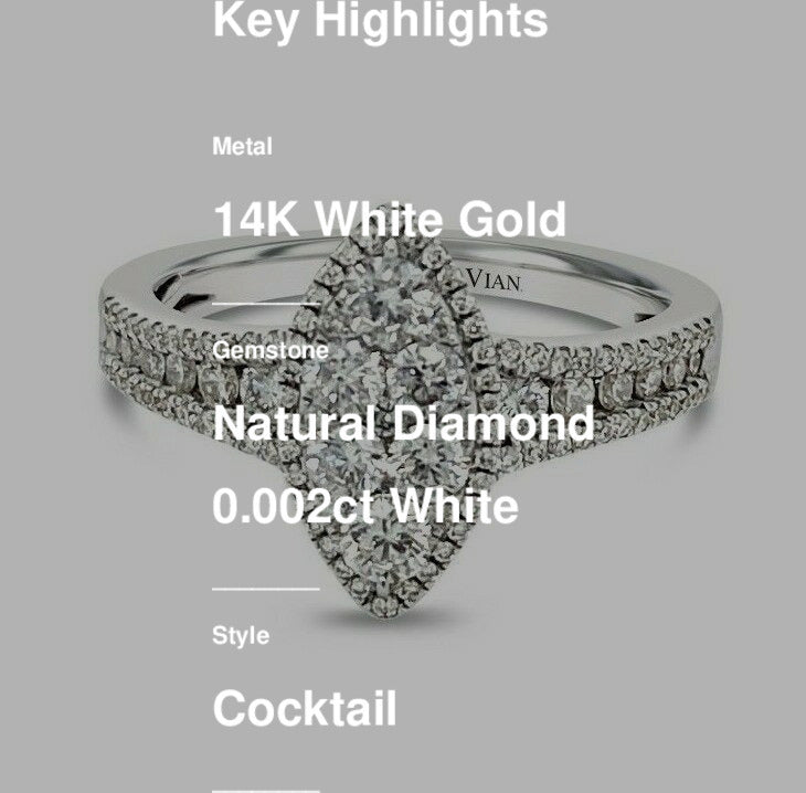 3/4 cts White Diamond Ring in 14K White Gold by Le Vian
