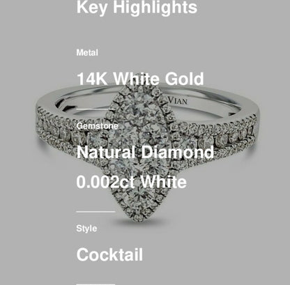 3/4 cts White Diamond Ring in 14K White Gold by Le Vian