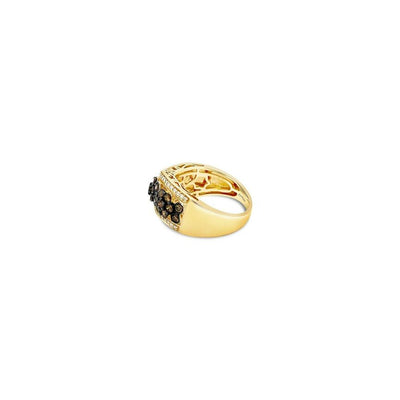 LeVian 14K Yellow Gold Round Chocolate Brown Diamond Bezel Cluster Cocktail Ring