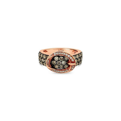LeVian 14K Rose Gold Round Chocolate Brown Diamond Cluster Gladiator Buckle Ring