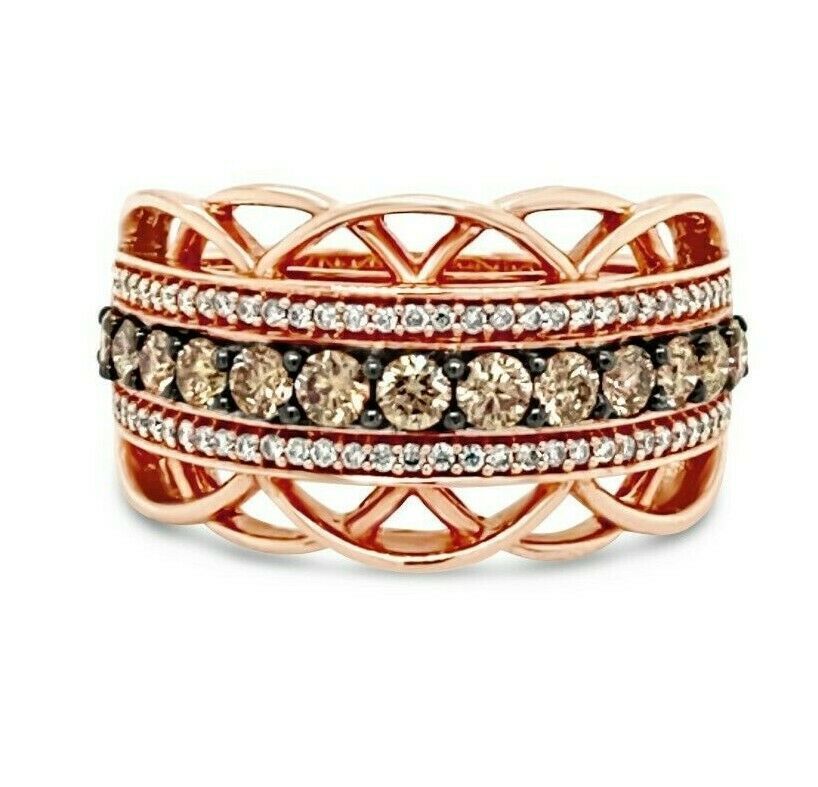 LeVian Diamond Ring 7/8 cts Brown Band in 14K Rose Gold Size 7 - BirthStone.com