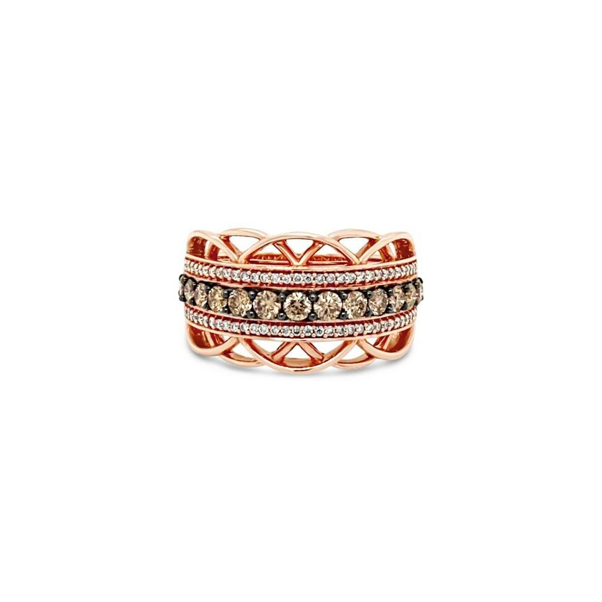 LeVian Diamond Ring 7/8 cts Brown Band in 14K Rose Gold Size 7 - BirthStone.com