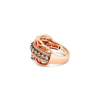 LeVian Diamond Ring 7/8 cts Brown Band in 14K Rose Gold Size 7 - BirthStone.com