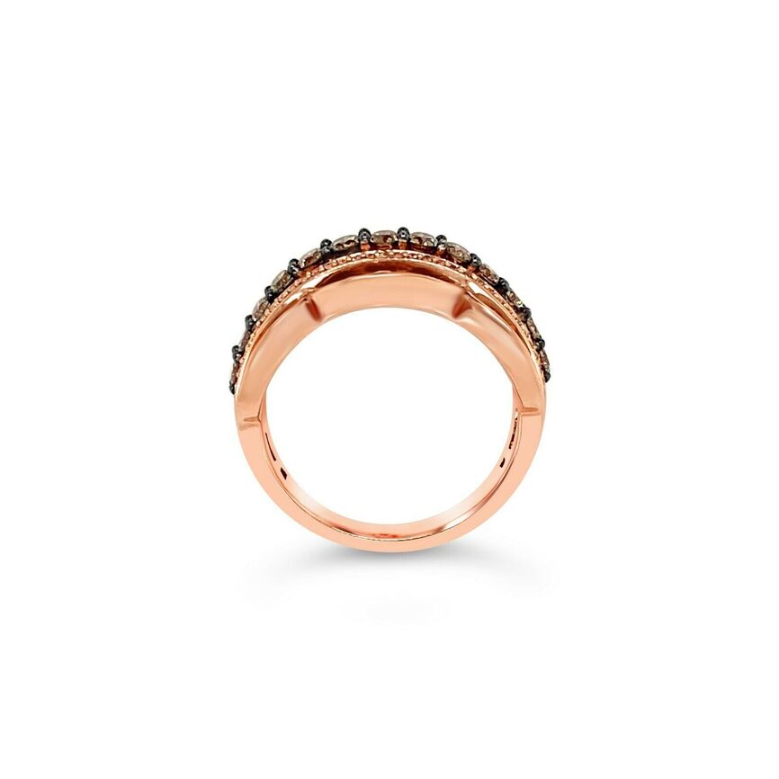 LeVian Diamond Ring 7/8 cts Brown Band in 14K Rose Gold Size 7 - BirthStone.com