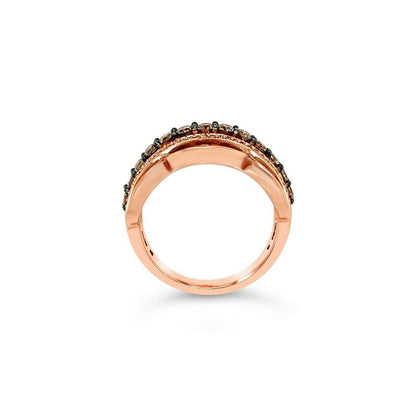 LeVian Diamond Ring 7/8 cts Brown Band in 14K Rose Gold Size 7 - BirthStone.com