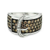 LeVian 14K White Gold Round Chocolate Brown Diamond Cluster Buckle Cocktail Ring