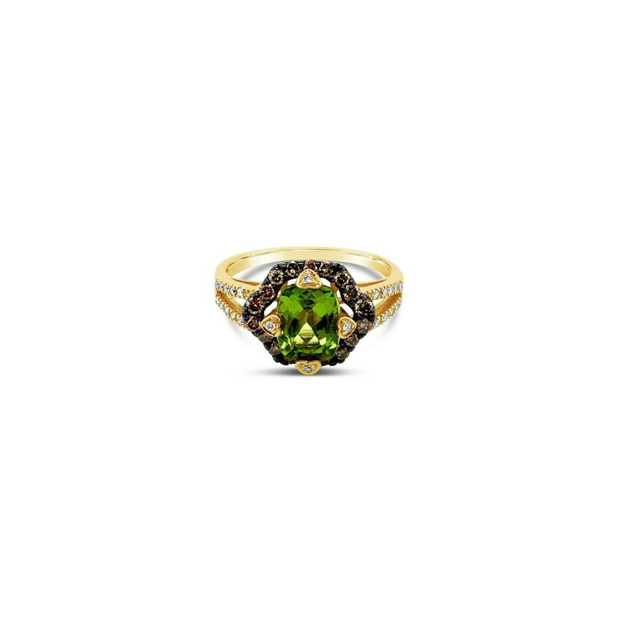 2 3/8 cts Green Peridot and Diamond Ring in 14K Yellow Gold by Le Vian - BirthStone.com