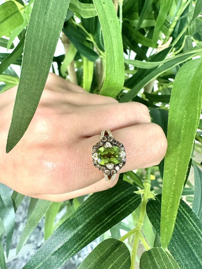 2 3/8 cts Green Peridot and Diamond Ring in 14K Yellow Gold by Le Vian - BirthStone.com