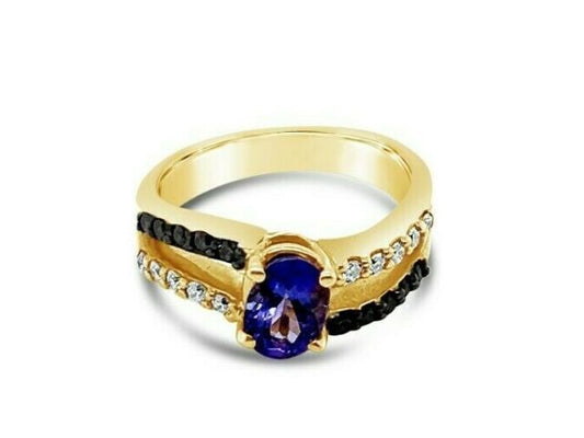 1 1/3 cts Blue Tanzanite and Diamond Ring in 14K Yellow Gold by Le Vian - BirthStone.com