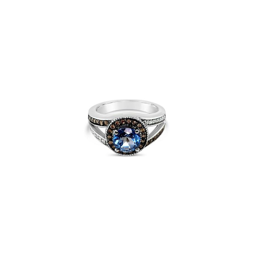 2 cts Blue Topaz and Diamond Ring in 14K White Gold by Le Vian - BirthStone.com