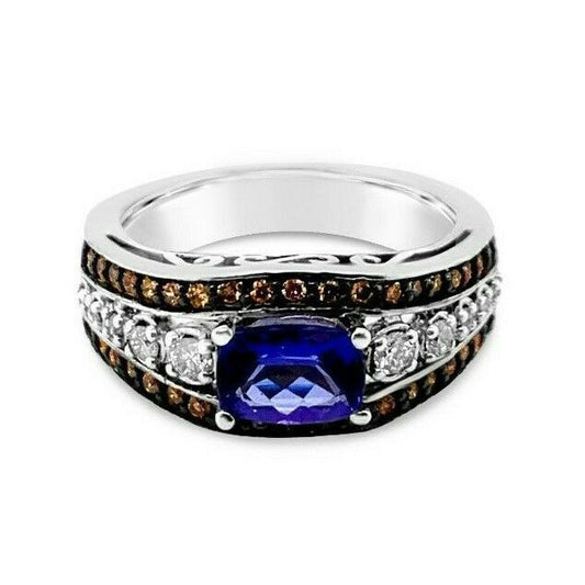 1 1/2 cts Blue Tanzanite and Diamond Ring in 14K White Gold by Le Vian - BirthStone.com