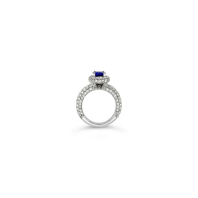 LeVian 18K White Gold Tanzanite Round Diamond Classic Pretty Halo Cocktail Ring