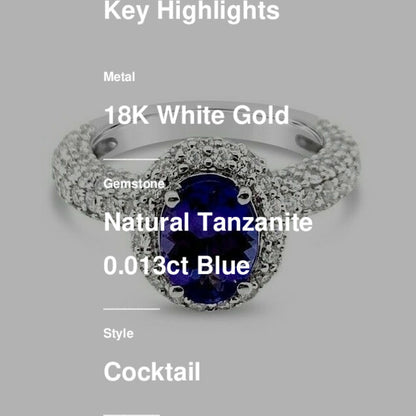 3 3/8 cts Blue Tanzanite and Diamond Ring in 18K White Gold by Le Vian