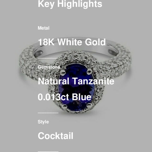 3 3/8 cts Blue Tanzanite and Diamond Ring in 18K White Gold by Le Vian
