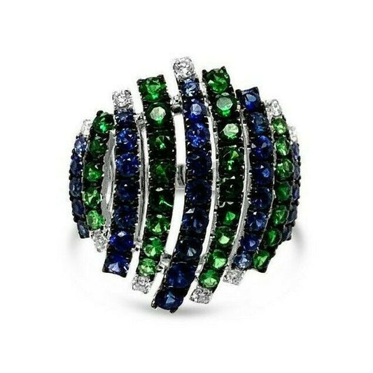 LeVian® Ring Blueberry Sapphire™ Green Garnet Vanilla Diamonds® 18K White Gold