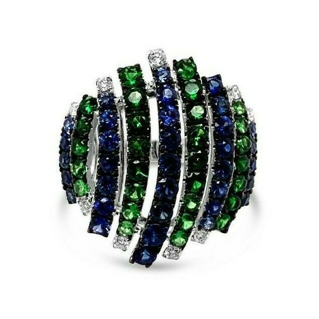 Le Vian Ring featuring Blueberry Sapphire, Green Garnet Vanilla Diamonds set in 18K White Gold