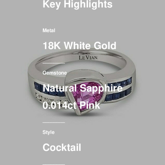 1 2/3 cts Pink Sapphire and Sapphire Ring in 18K White Gold by Le Vian