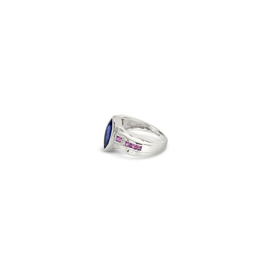 LeVian 18K White Gold Blue Tanzanite Pink Sapphire Diamond Accent Cocktail Ring