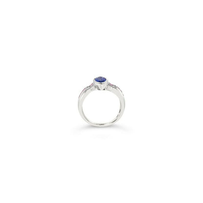 LeVian 18K White Gold Blue Tanzanite Pink Sapphire Diamond Accent Cocktail Ring