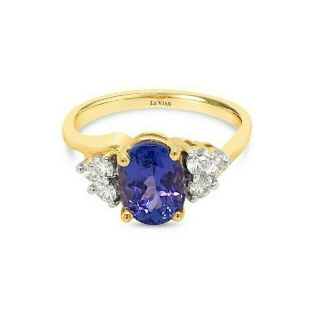 1 3/4 cts Blue Tanzanite and Diamond Ring in 14K Yellow Gold by Le Vian - BirthStone.com