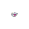 LeVian 18K White Gold Pink Blue Sapphire Round Diamond Bezel Classic Ring