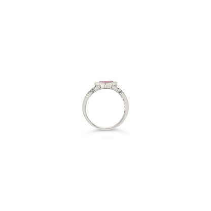 LeVian 18K White Gold Pink Sapphire Gemstone Round Diamond Classic Cocktail Ring