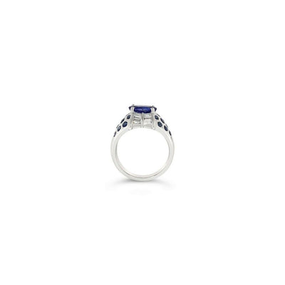 LeVian 18K White Gold Purple Blue Tanzanite Sapphire Round Diamond Cocktail Ring