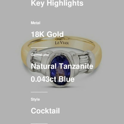 1 1/2 cts Blue Tanzanite Ring in 18K Two Tone Gold by Le Vian