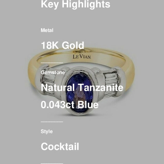 1 1/2 cts Blue Tanzanite Ring in 18K Two Tone Gold by Le Vian
