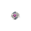 LeVian 18K White Gold Pink Blue Sapphire Round Diamond Cocktail Bezel Ring